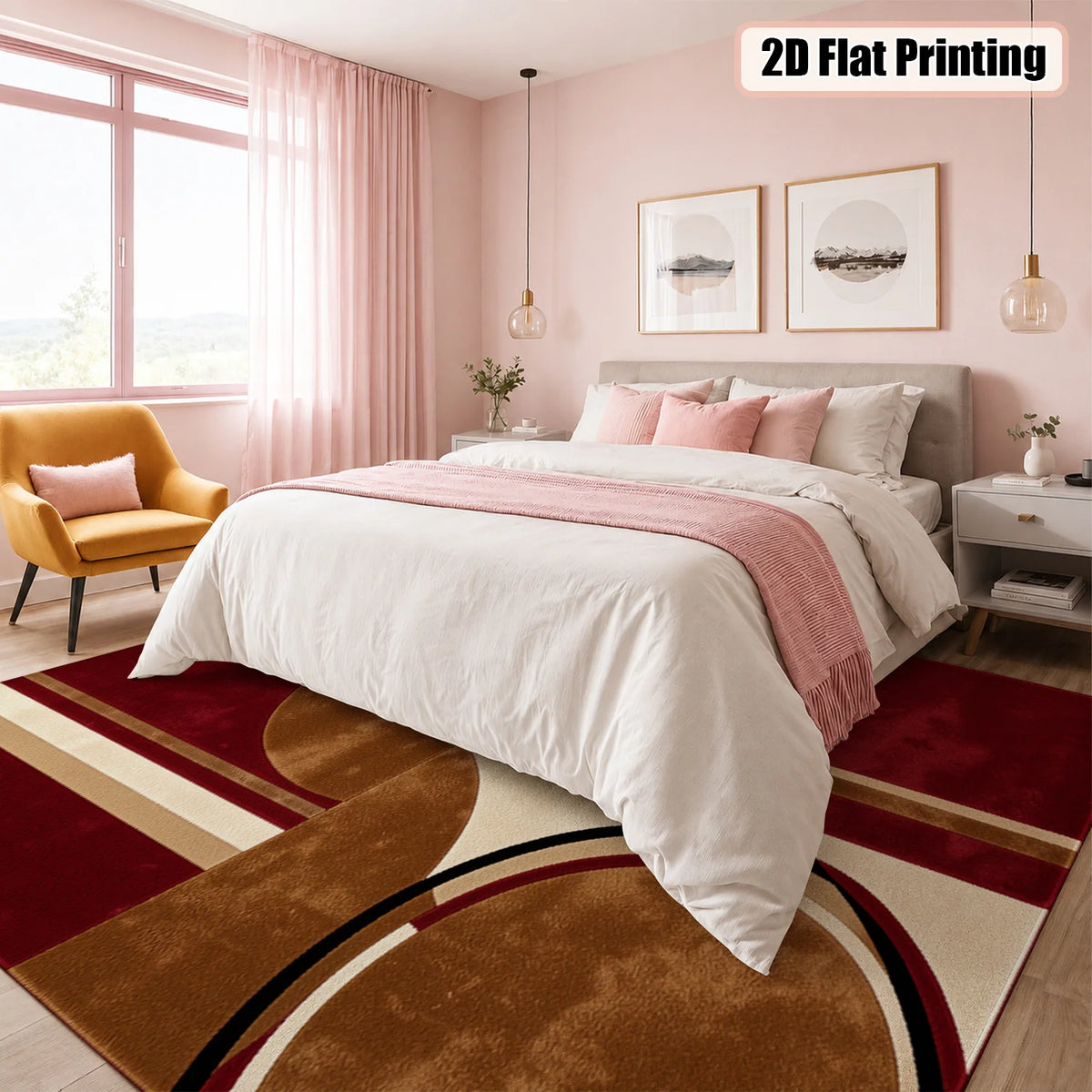 Geometric Abstract Machine Washable Velvet Area Rug for Home