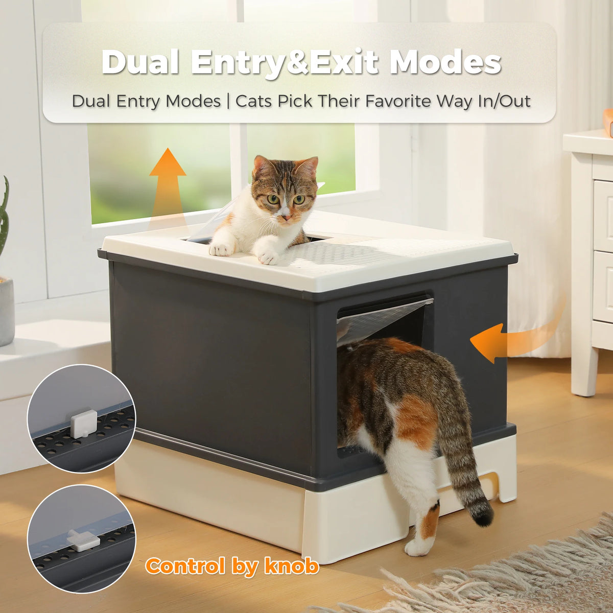 Premium Enclosed Cat Litter Box With Scoop And Removable Tray