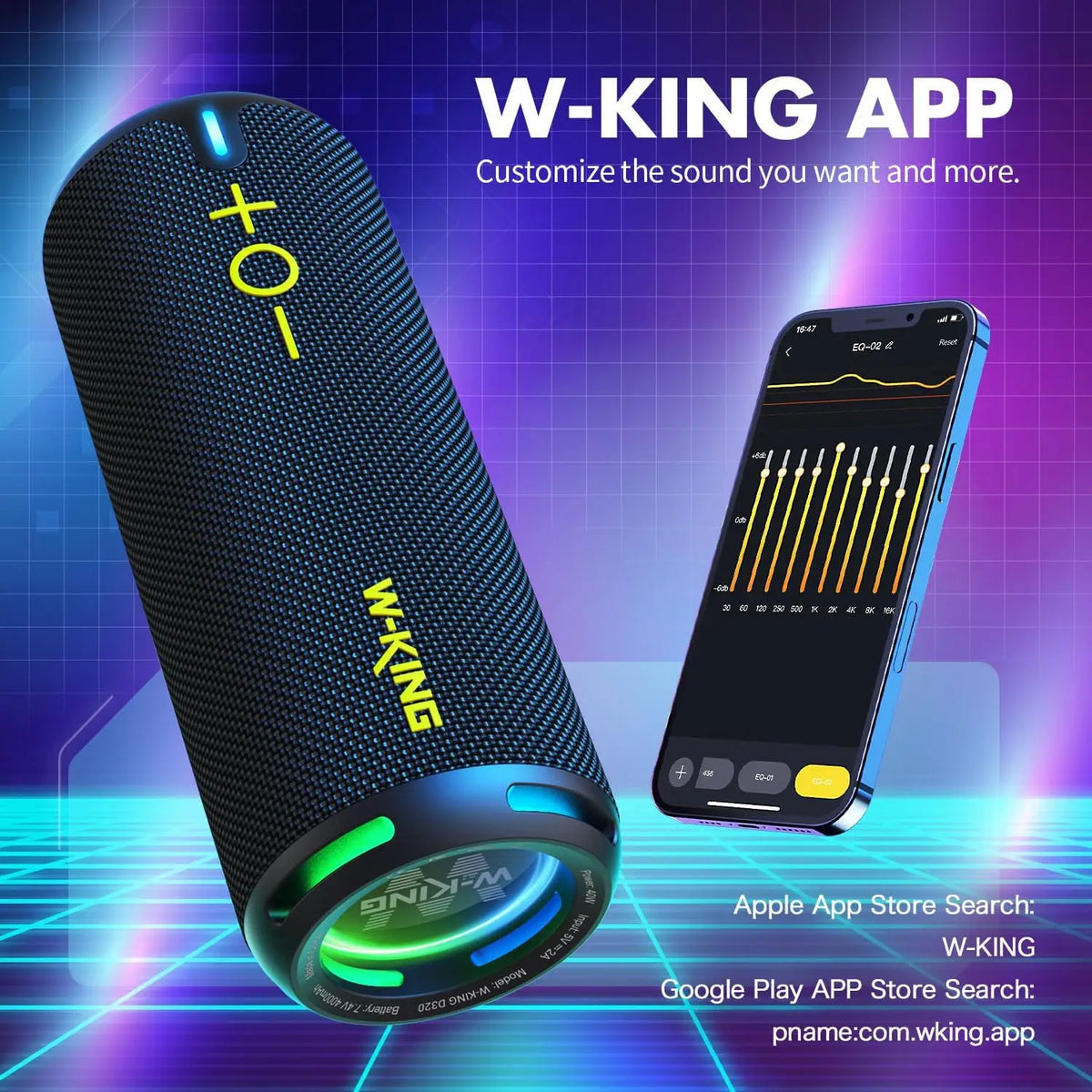 W-King 40W Bluetooth Waterproof Portable Speaker With App Control