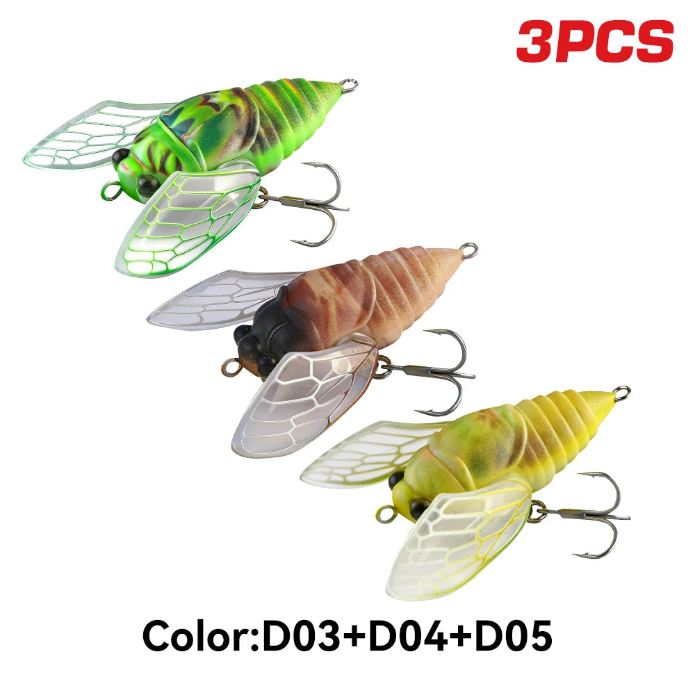 Kingdom 3 Pack Topwater Cicada Artificial Hard Fishing Lure