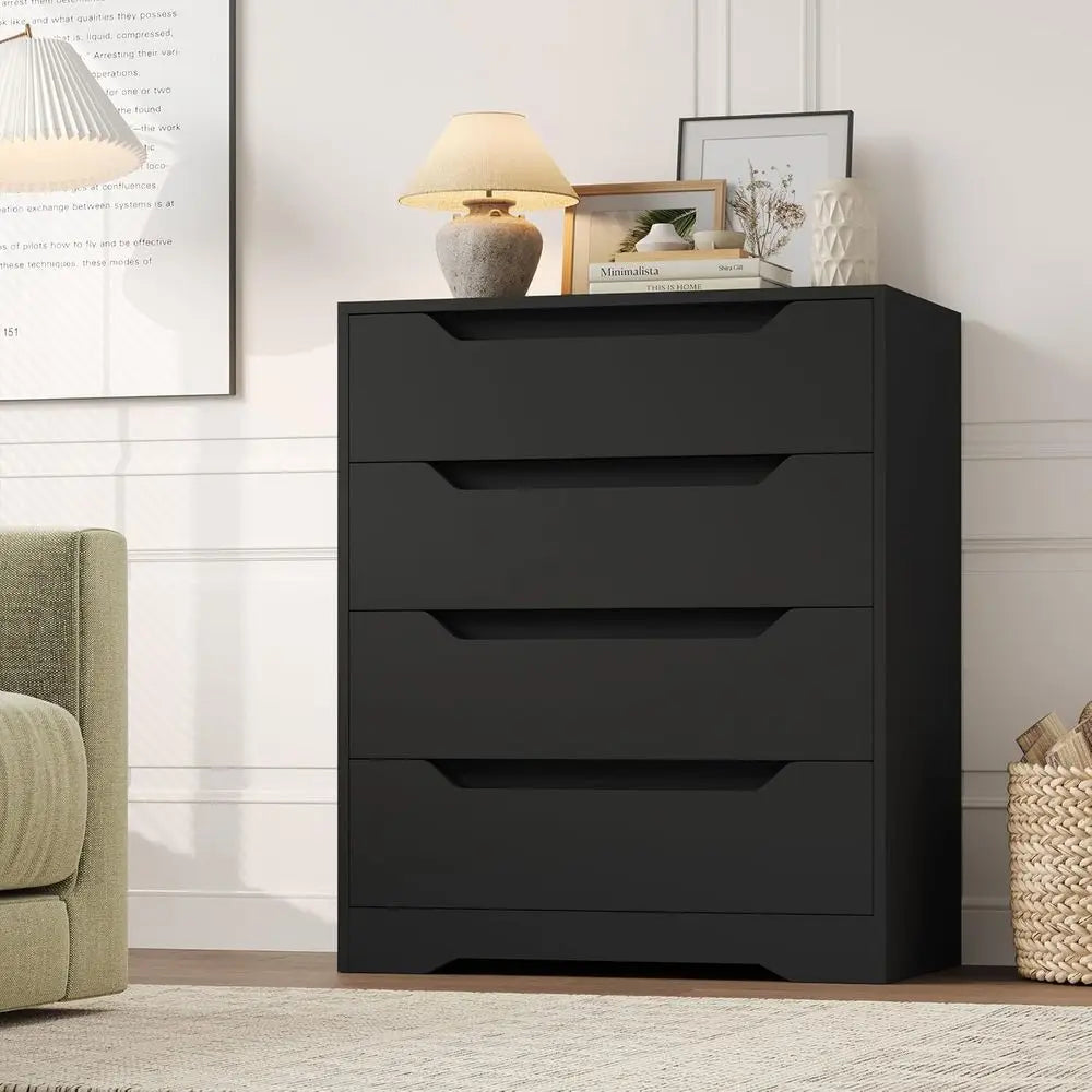 Lism Modern Engineered Wood Four Drawer Dresser With Storage