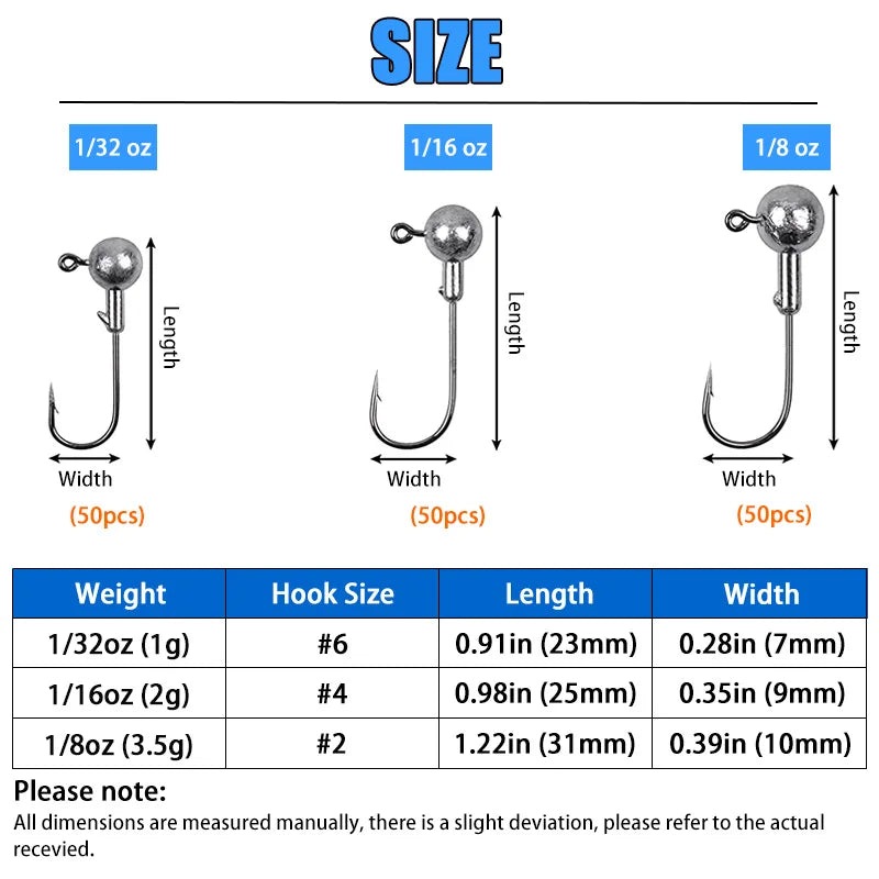 Round Ball Jig Head Fishing Hooks For Freshwater And Saltwater