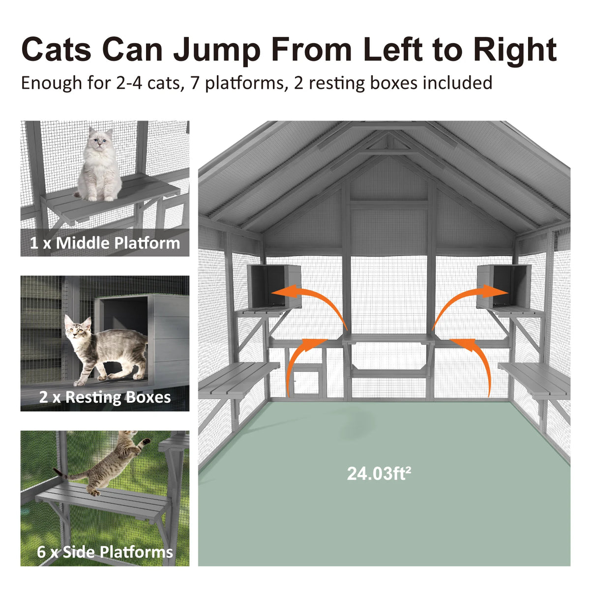 Outdoor Walk In Cat Catio Featuring Waterproof Cover And Platforms