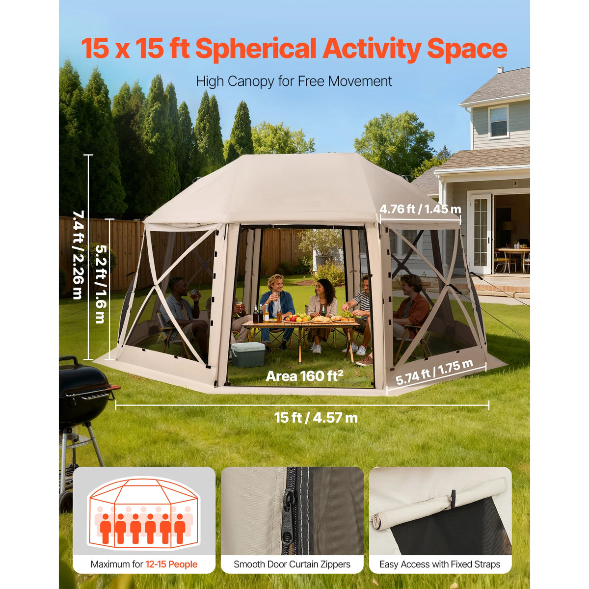 SucceBuy Quick Set Pop Up Screen Gazebo Camping Canopy