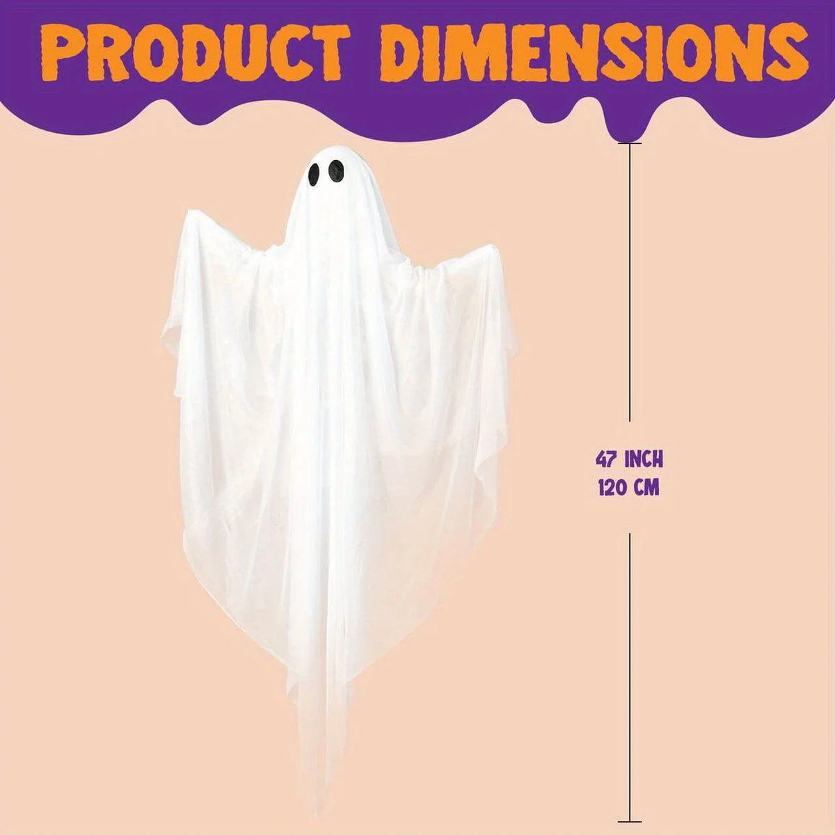 Halloween Outdoor Hanging Ghost Decoration With Spooky LED Lights