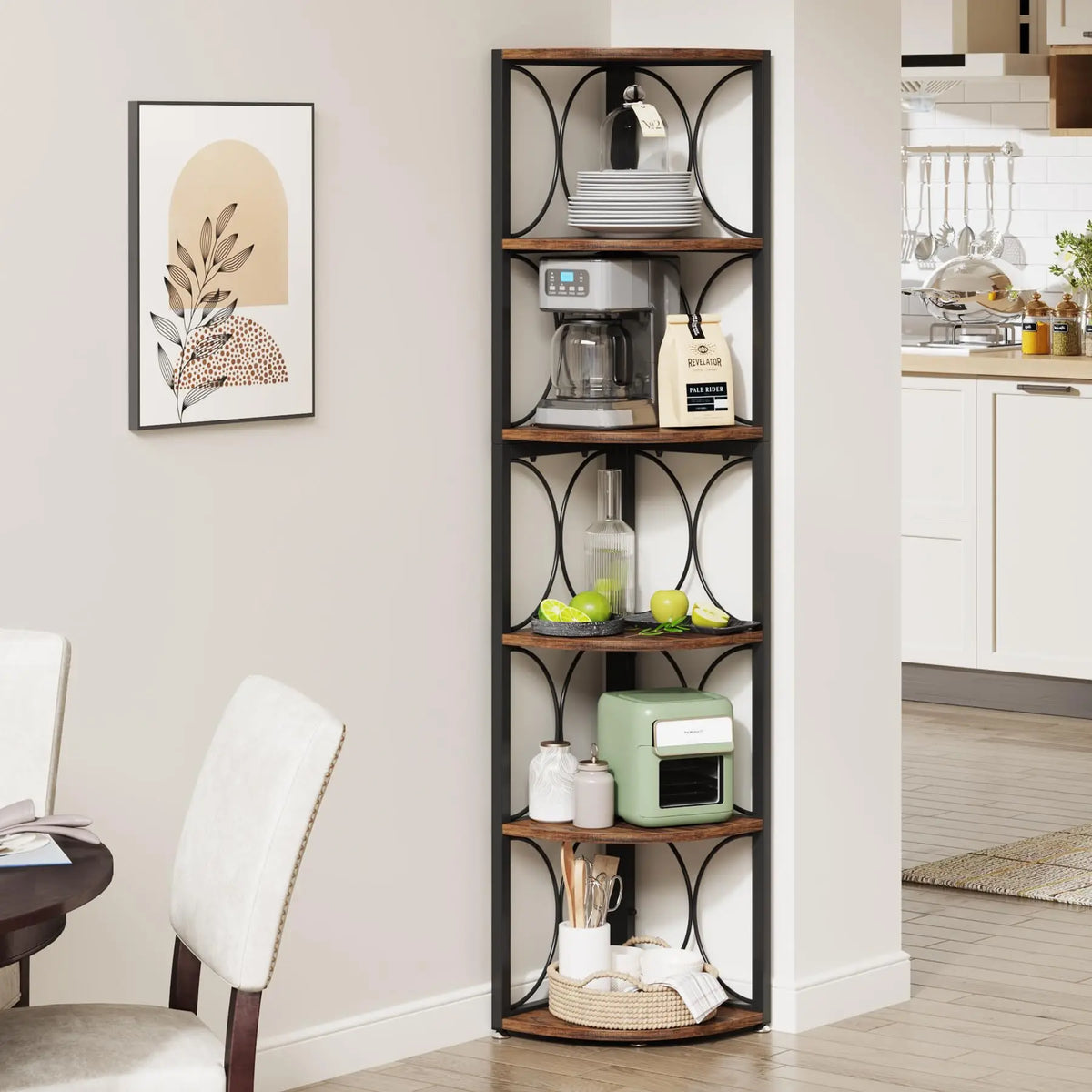 Tribesigns Six Tier Corner Bookshelf For Home Office Storage