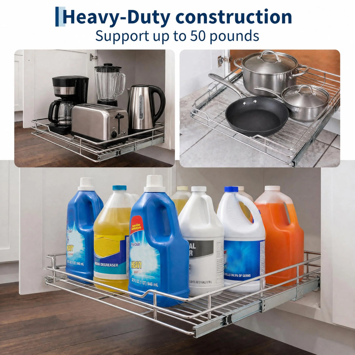 HiMISS Heavy Duty Stainless Steel Pull Out Cabinet Organizer