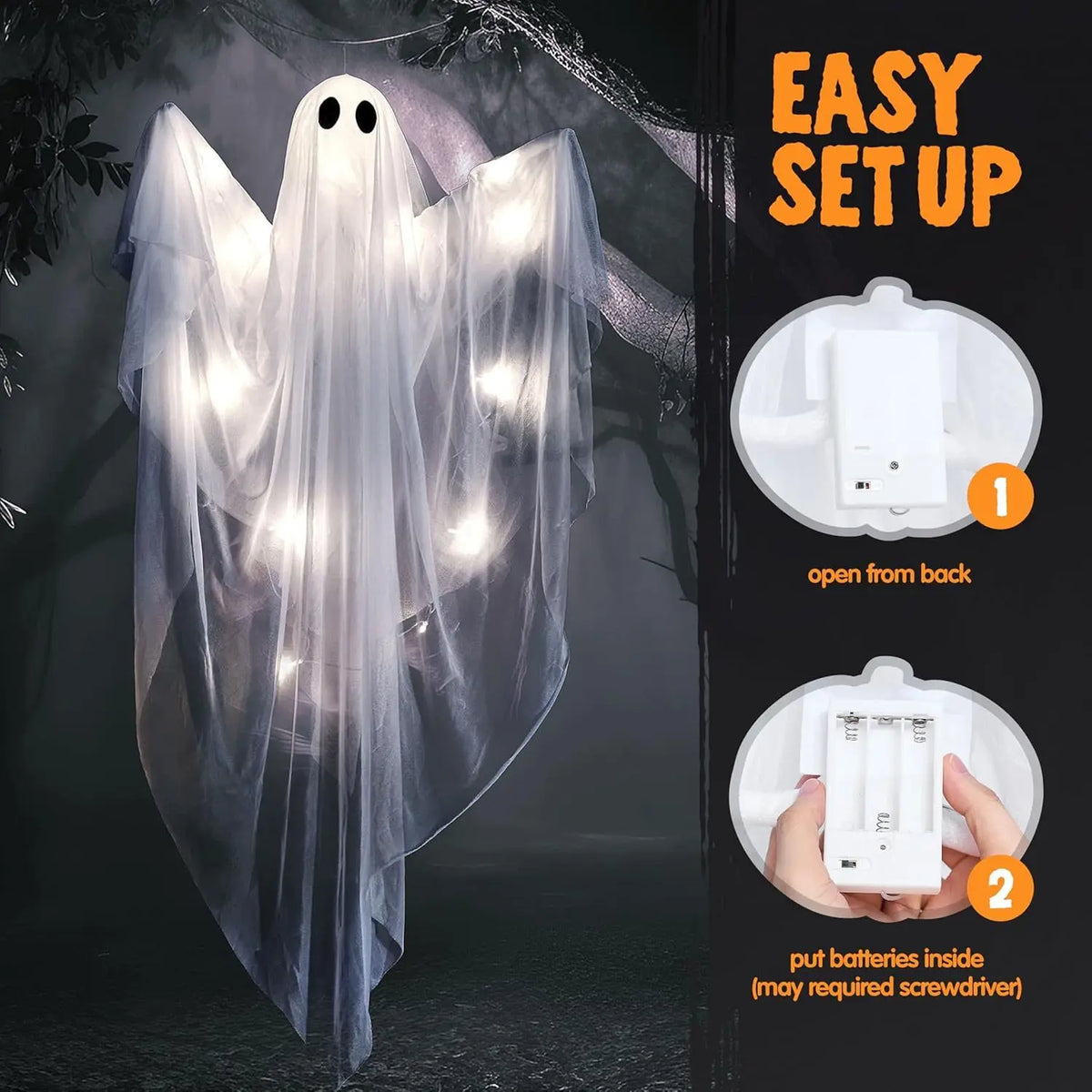 Halloween Hanging Glowing Ghost Decoration For Outdoor Indoor Use