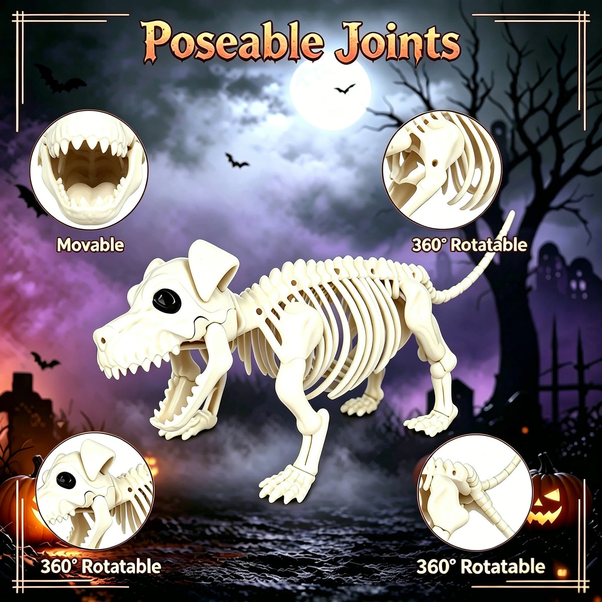Western Cowboy Jointed Halloween Plastic Skeleton Outdoor Decoration