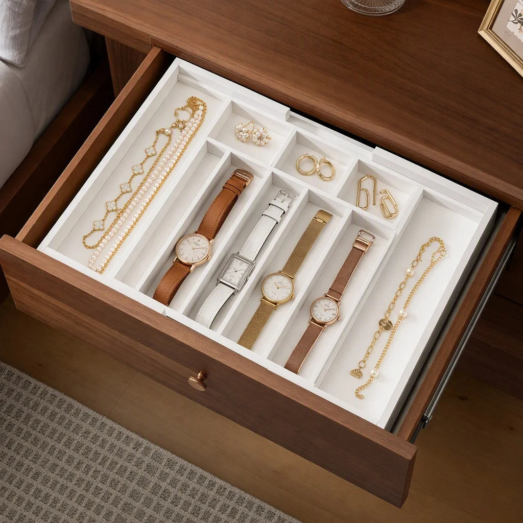 Bamboo Expandable Drawer Organizer For Utensils And Silverware Trays