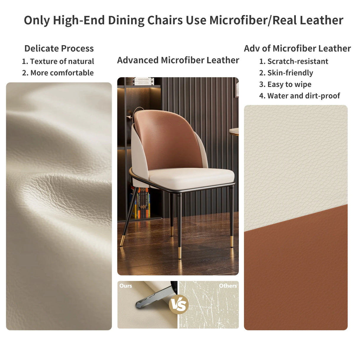 Modern Faux Leather Dining Chairs With Padded Upholstery