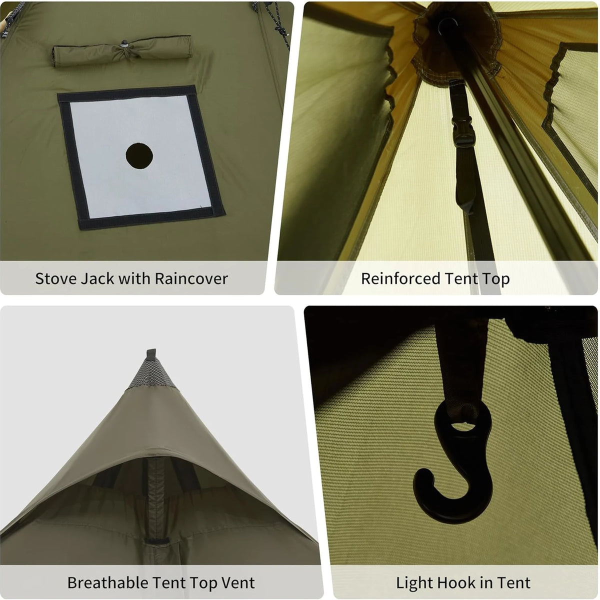 Naturehike Double Layer Chimney Camping Tent With Flame Retardant Tipi