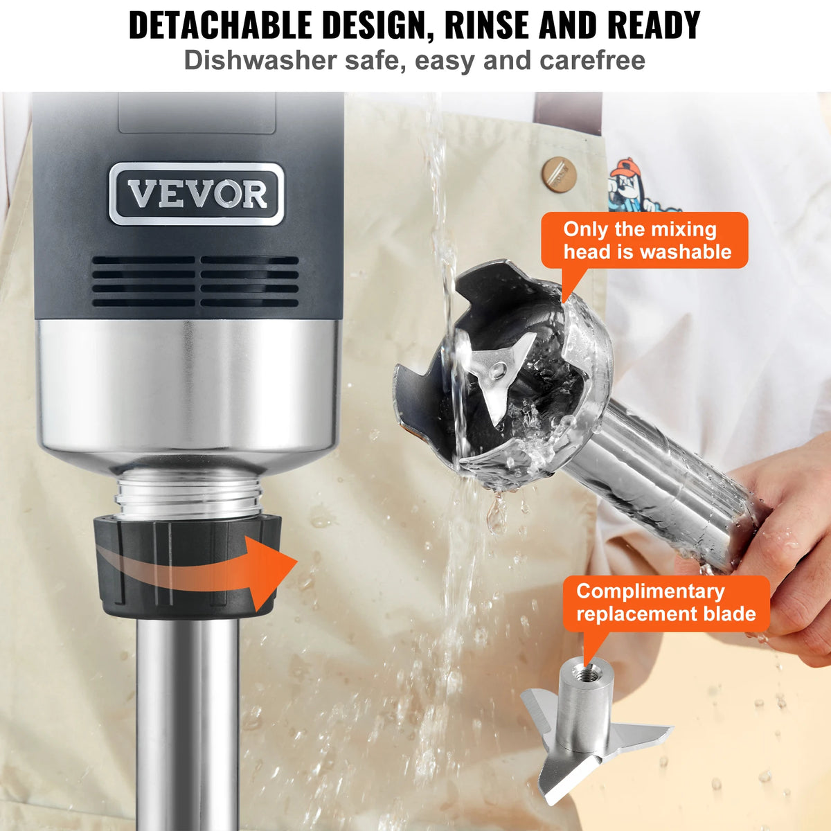 Succebuy 500W Immersion Blender Variable Speed Stainless Steel Kitchen Wand