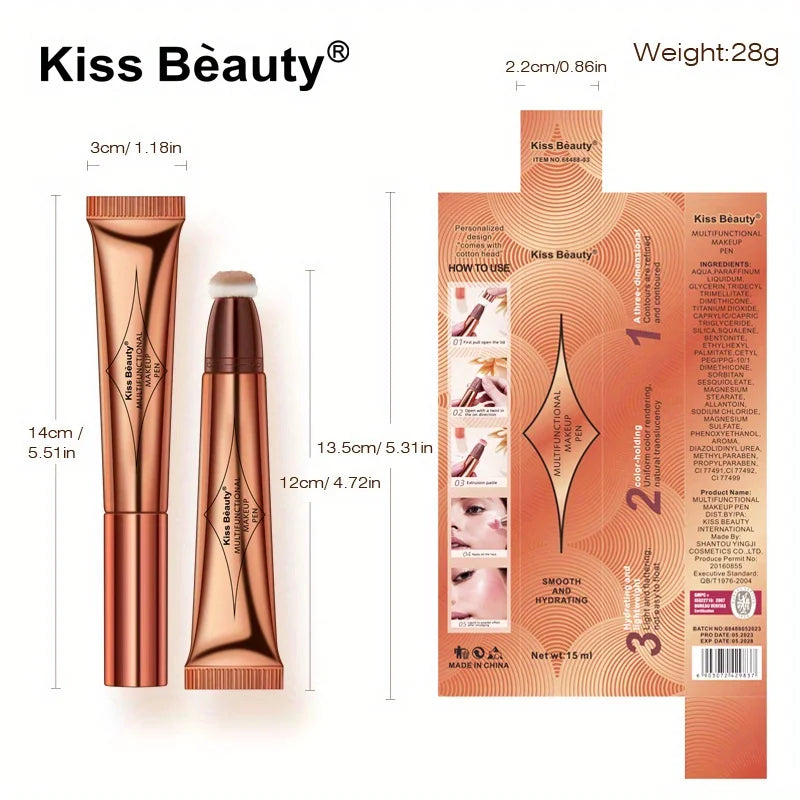 Liquid Powder Blusher And Contour Stick With Cushion Applicator
