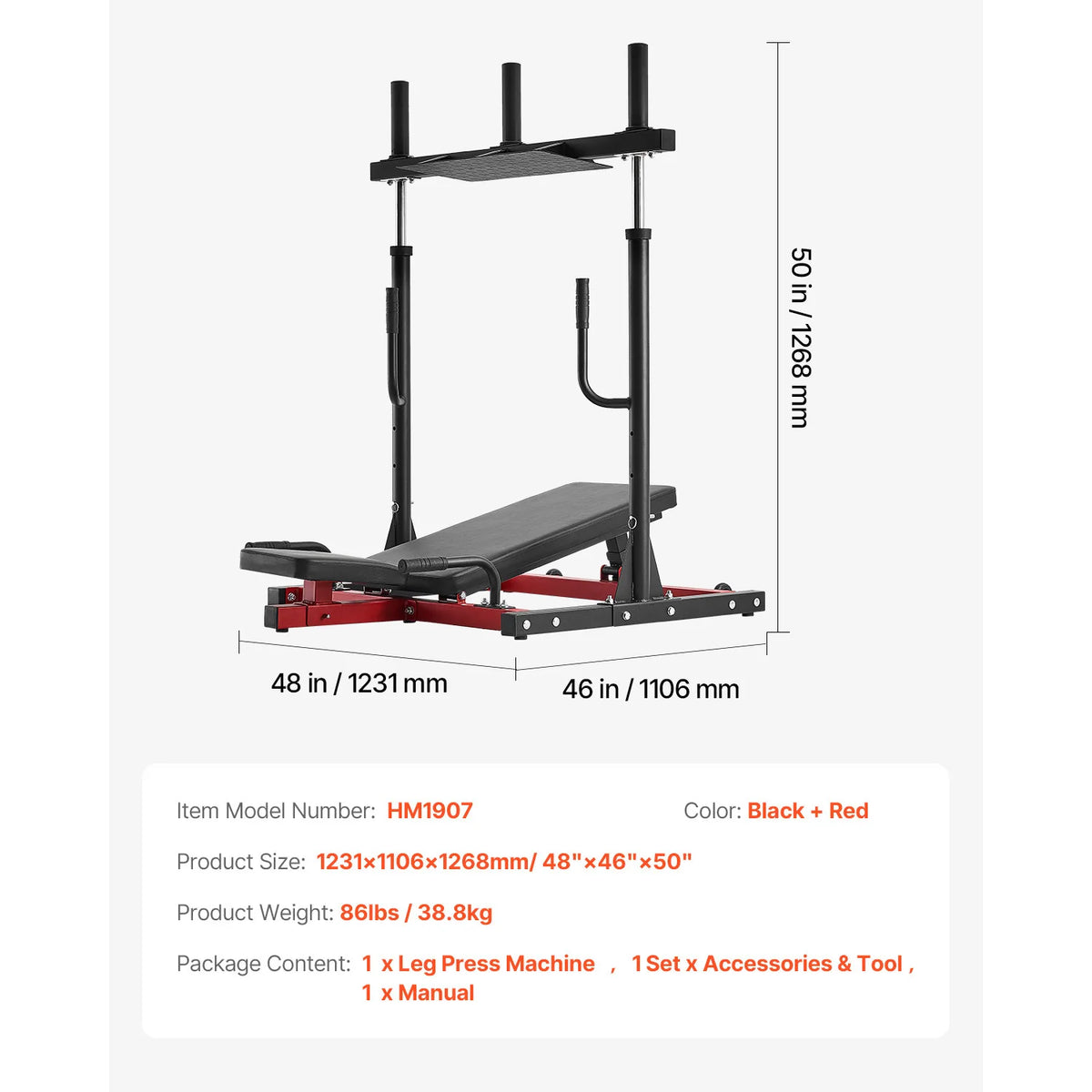 Vertical Leg Press Home Gym Machine Adjustable Strength Training