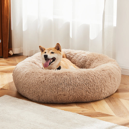 JHK Round Calming Dog Bed Washable Coral Fleece Pet Bed
