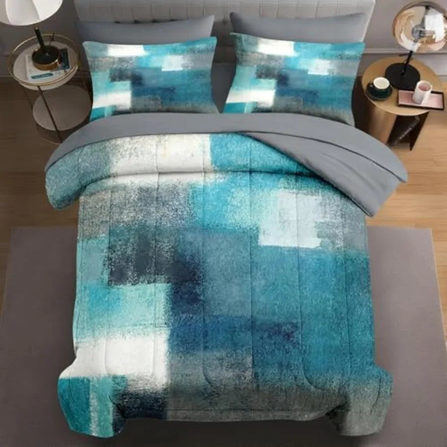 Mid Century Modern Comforter Set With Sun Leaf Pattern