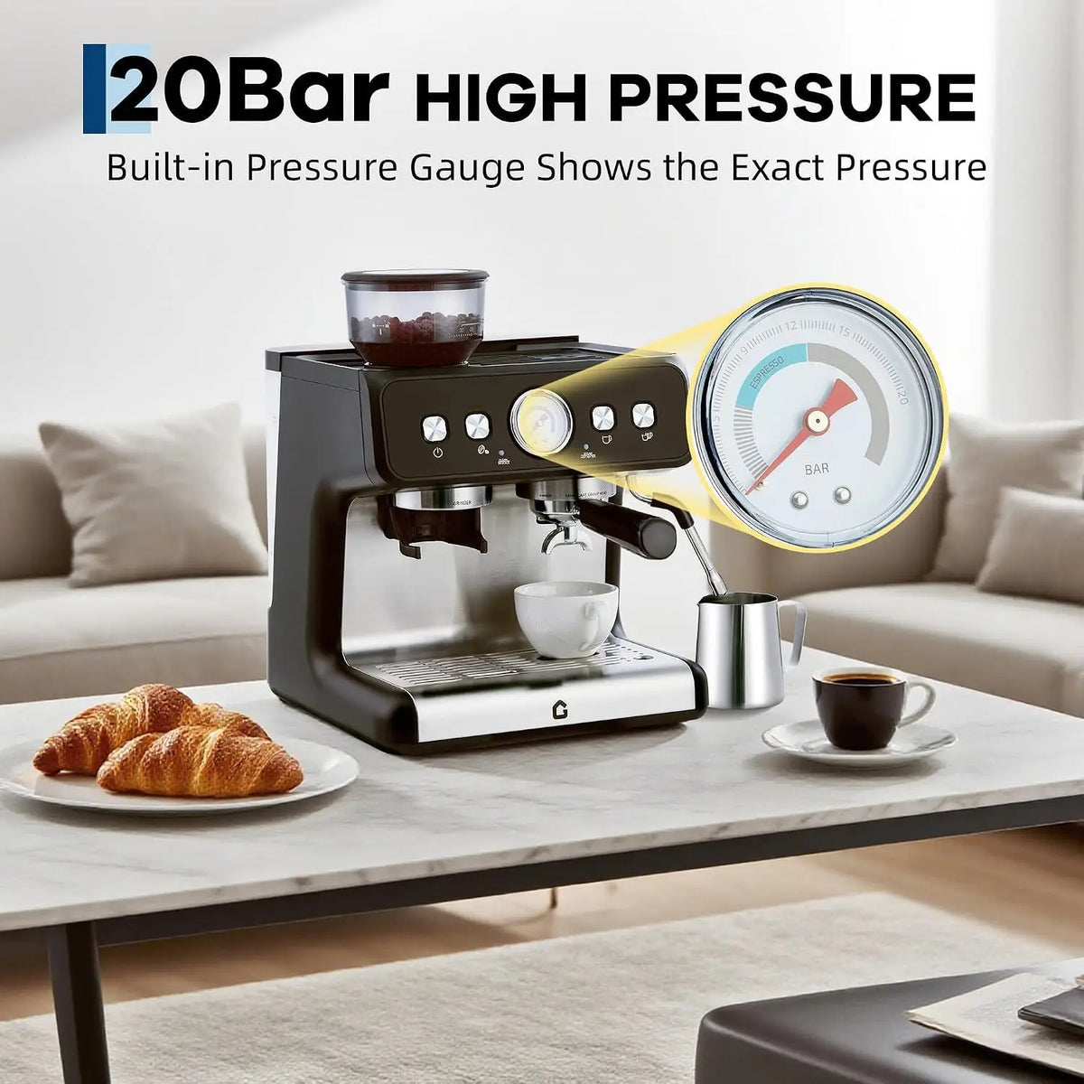Himiss Espresso Machine With Integrated Conical Burr Grinder And Pump