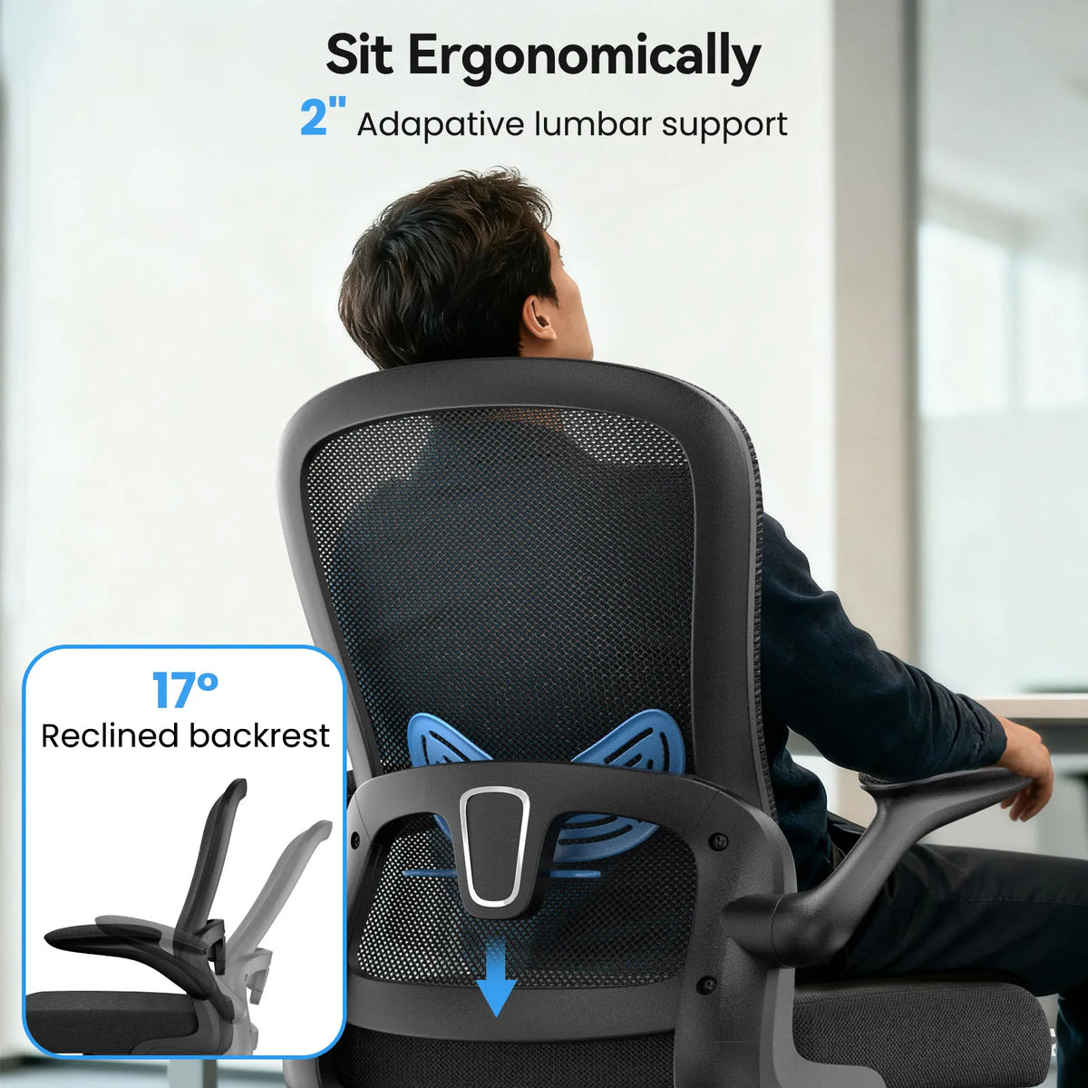 Kyspho Ergonomic Drafting Chair With Flip Armrests And Footrest