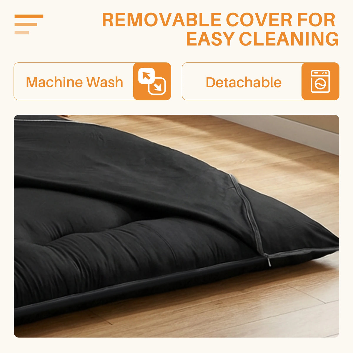 MCQ Japanese Foldable Futon Mattress With Washable Removable Cover