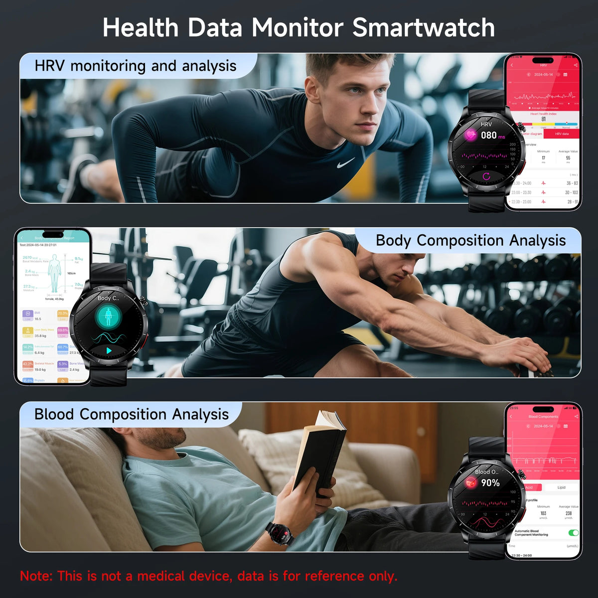Marsyu ECG PPG Health Smart Watch Blood Pressure Tracker
