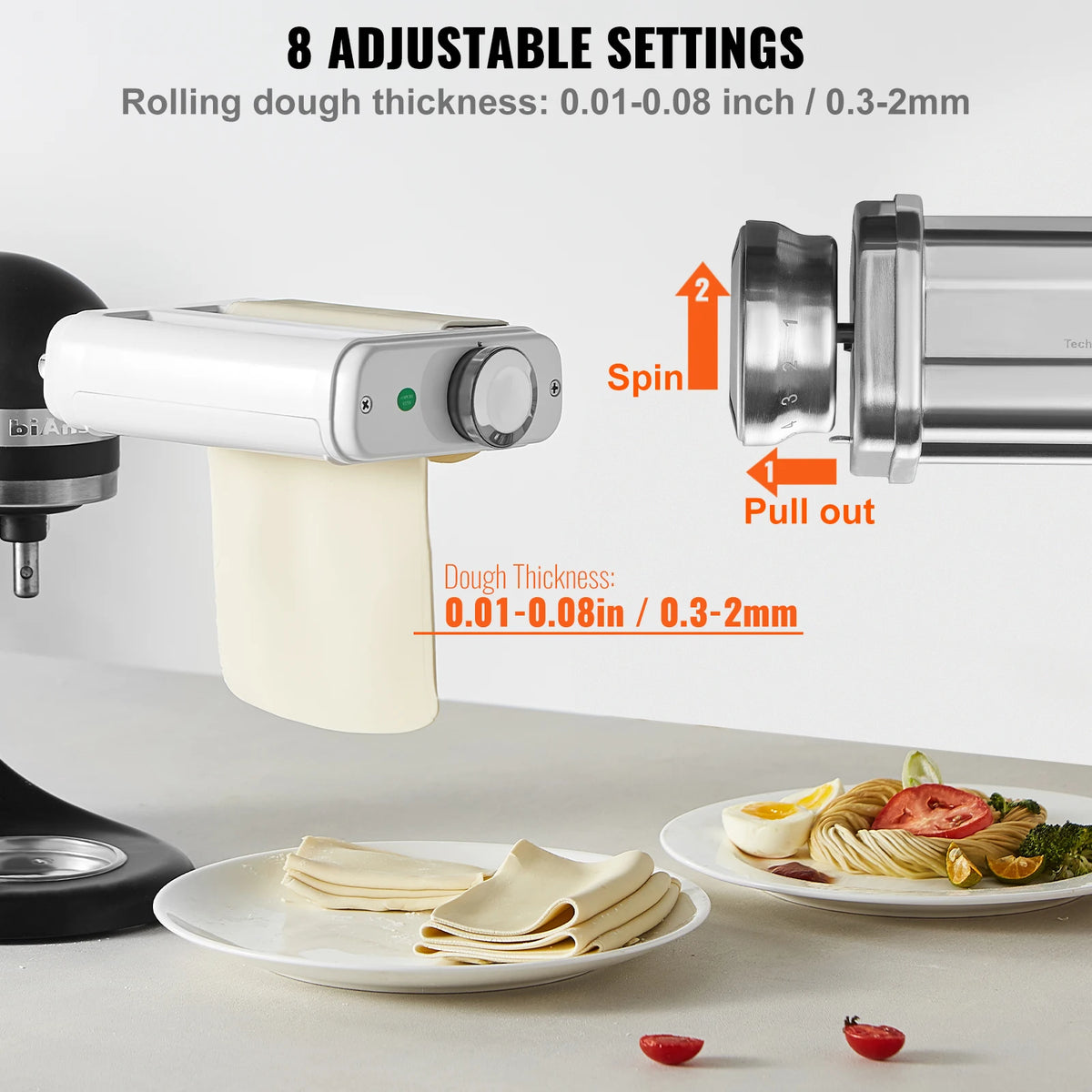 SucceBuy Stainless Steel Pasta Roller Attachment For KitchenAid Mixer