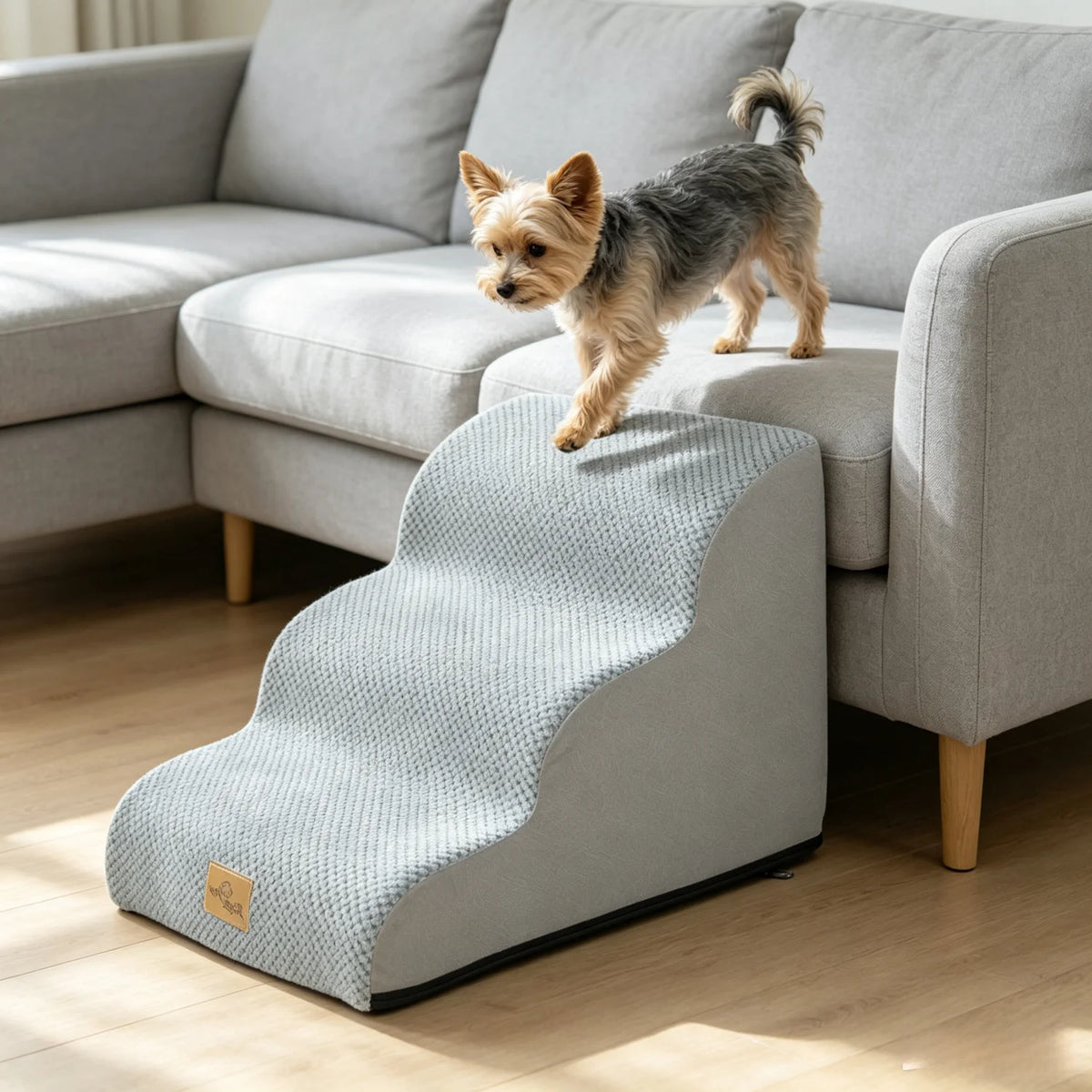 Curved Dog Stairs With Removable Cover And High Density Foam