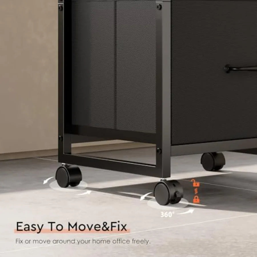 Plastic Three Drawer Rolling File Cabinet With Open Storage Shelf