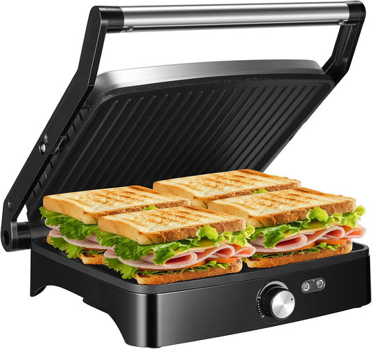 Ostba 1200W Panini Press Indoor Grill With Adjustable Temperature