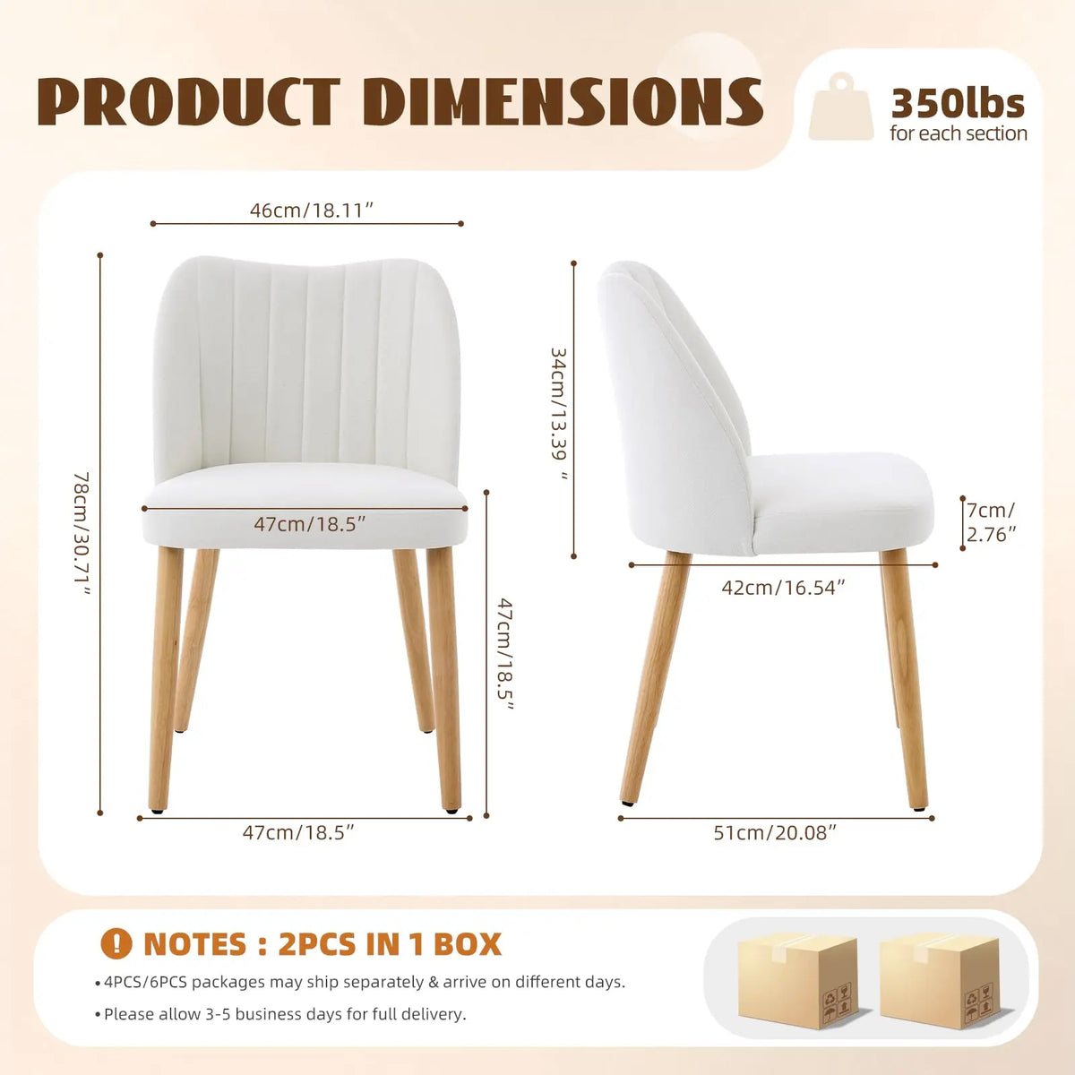 HiMISS Mid Century Modern Upholstered Dining Chairs Set Of 2