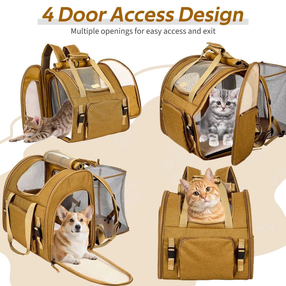 Expandable Mesh Cat Carrier Backpack With Padded Straps For Travel