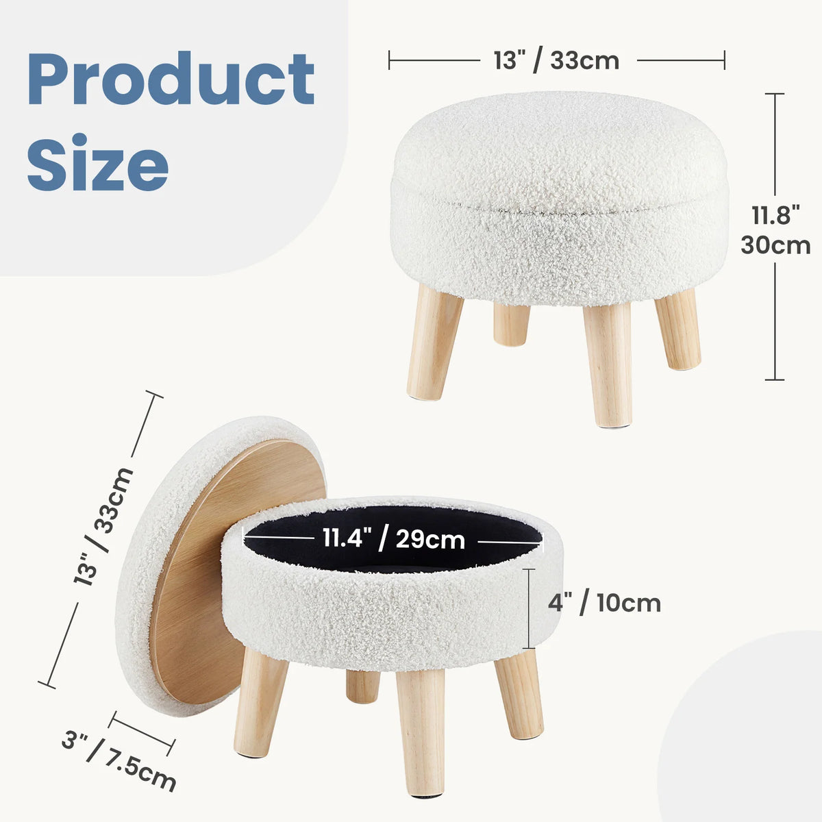 JHK Velvet Storage Ottoman With Padded Seat And Wood Legs