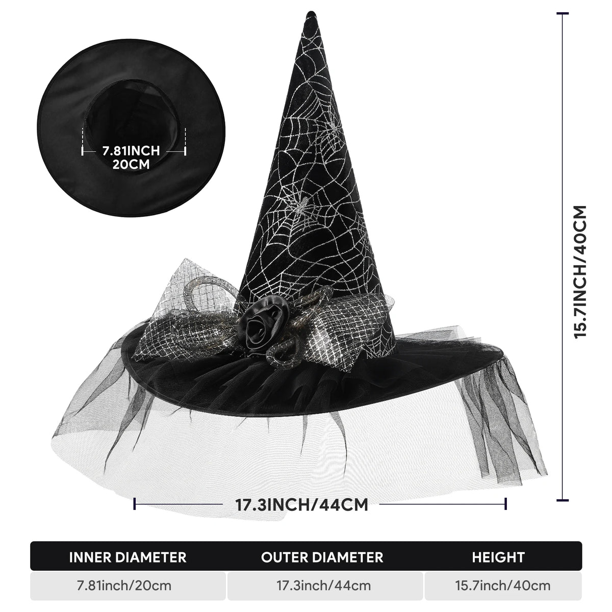 Womens Halloween Witch Hat With Lace And Decorative Accents Outfit Accessory