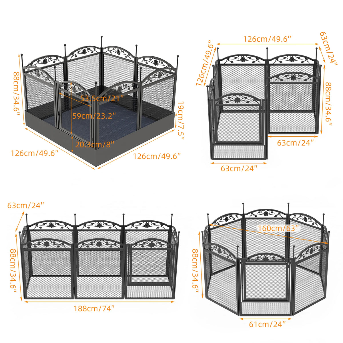 BINGOPAW Heavy Duty Metal Dog Playpen Outdoor Indoor Fence