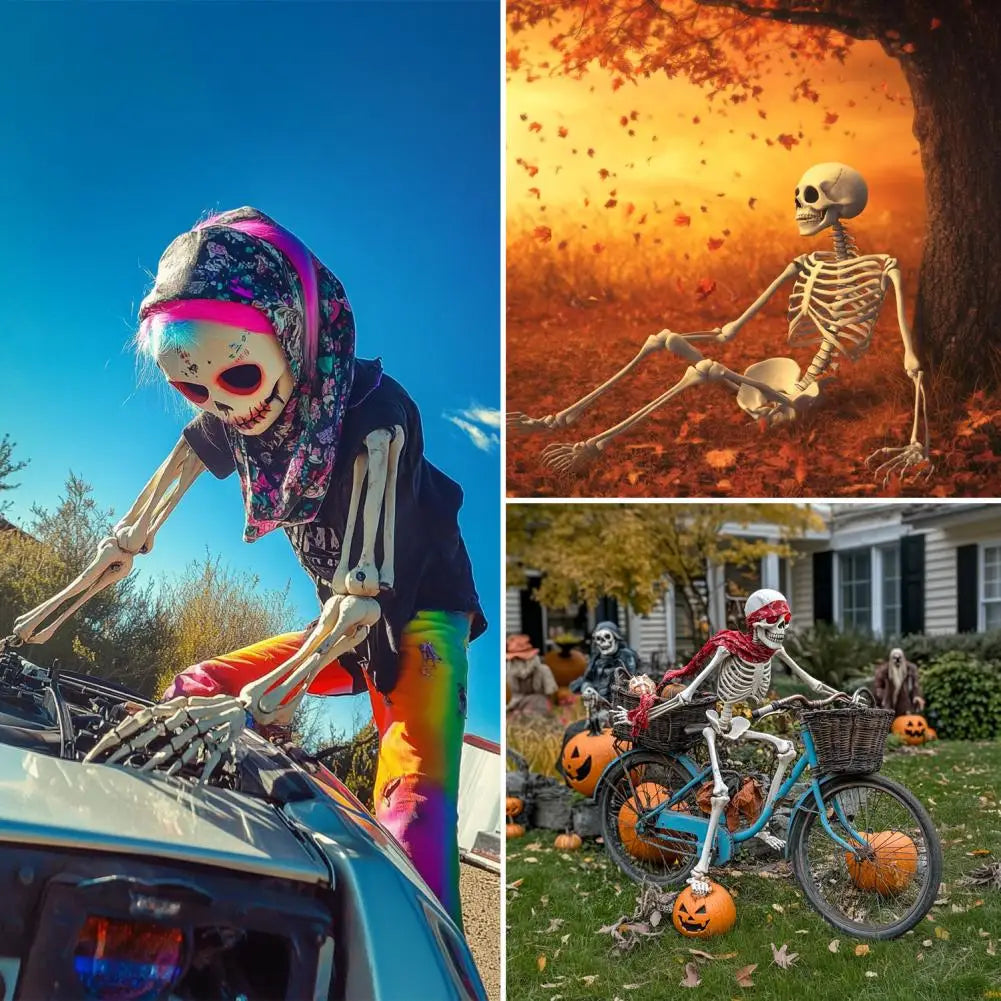 Poseable Plastic Skeleton Prop For Halloween Party Decoration