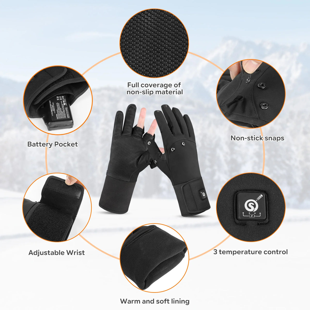 Savior Heated Windproof Thermal Winter Fishing Gloves