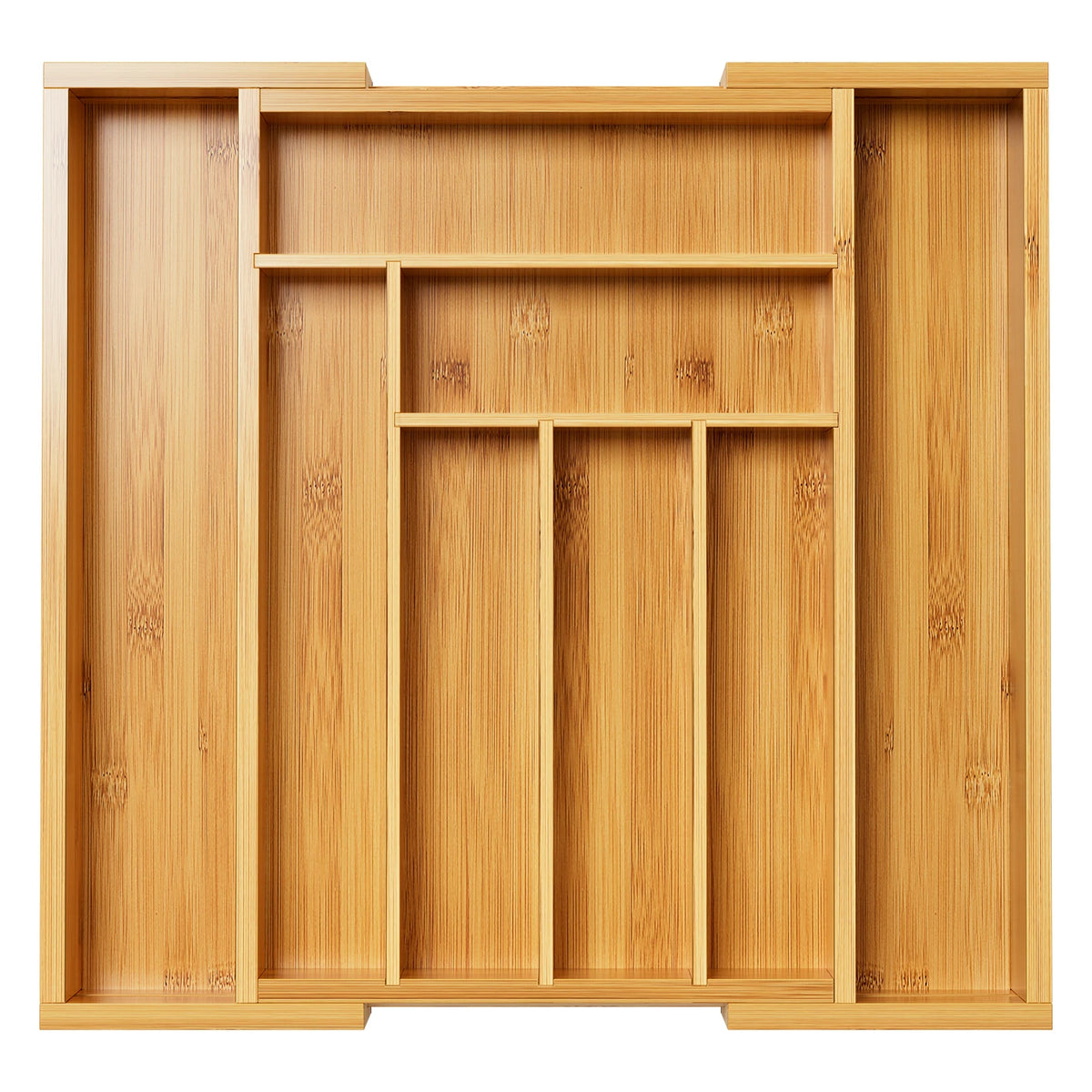 Bamboo Expandable Drawer Organizer For Utensils And Silverware Trays