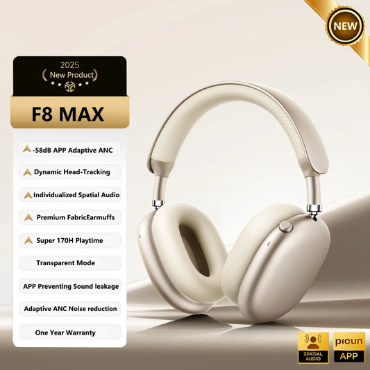 Picun F8 Pro Wireless Bluetooth Headphones With Active Noise Cancellation