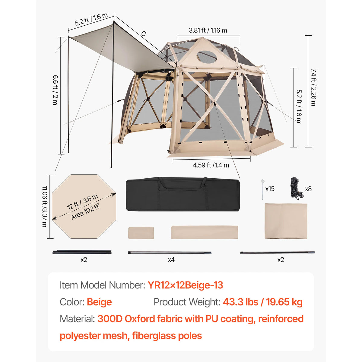 SucceBuy Quick Set Pop Up Screen Gazebo Camping Canopy