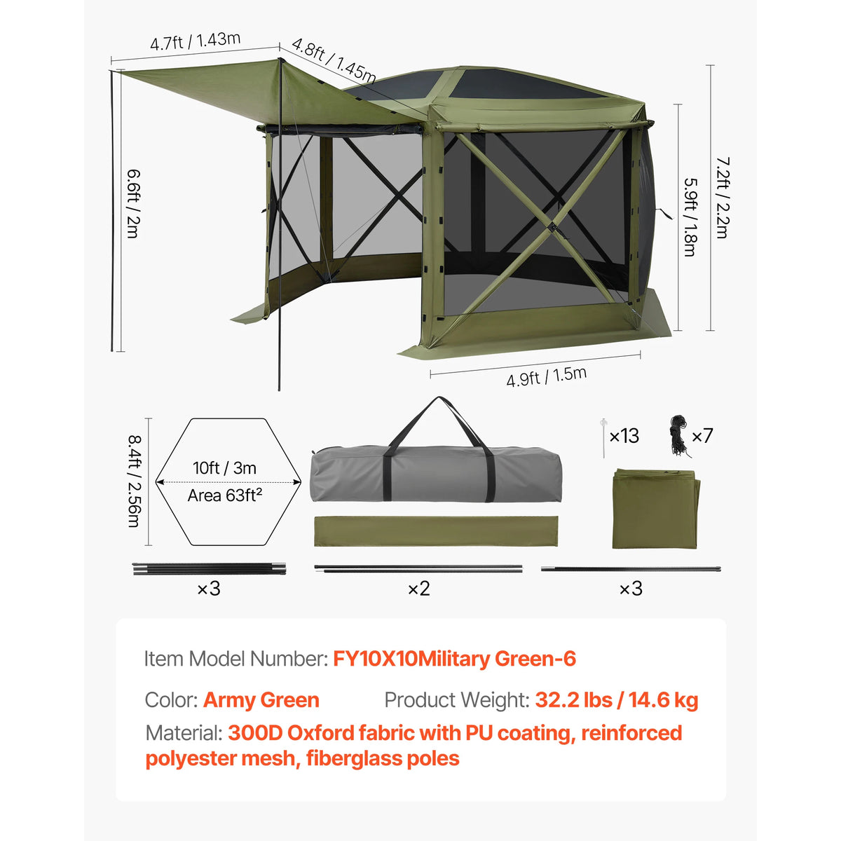 SucceBuy Quick Set Pop Up Screen Gazebo Camping Canopy