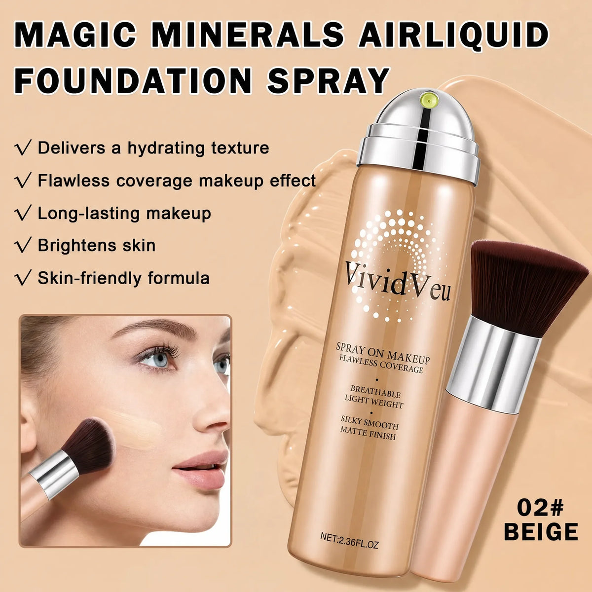 Vividveu Magic Mineral Liquid Foundation Silky Matte Flawless Finish
