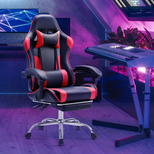 MCQ Ergonomic Gaming Chair With Adjustable Height And Footrest