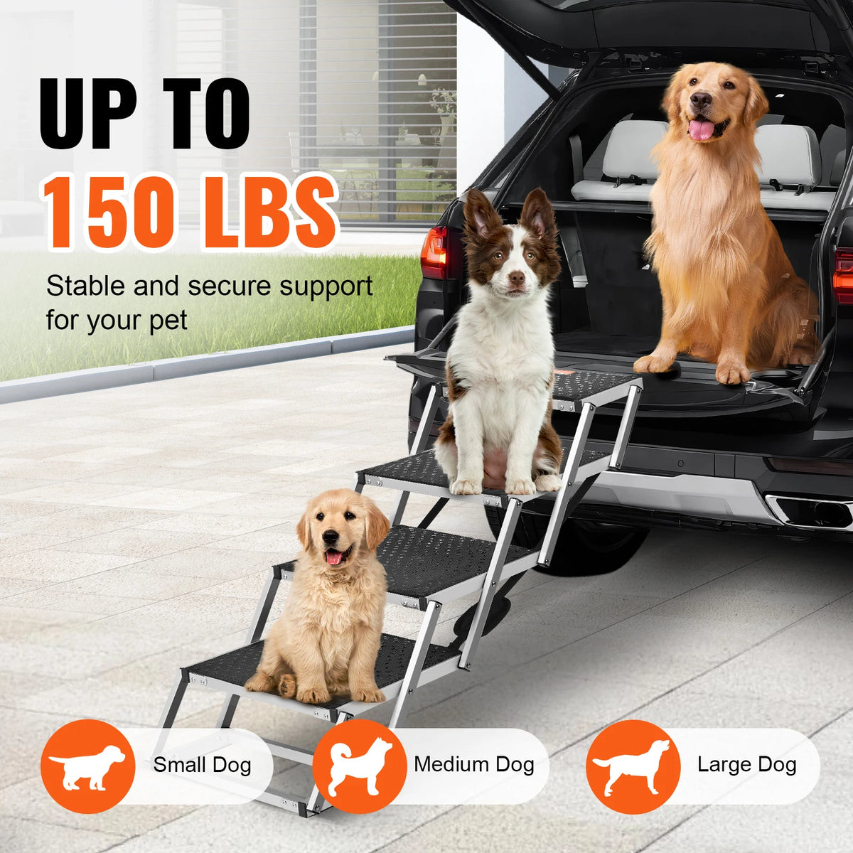 SucceBuy Folding Aluminum Dog Car Steps for SUVs and Trucks
