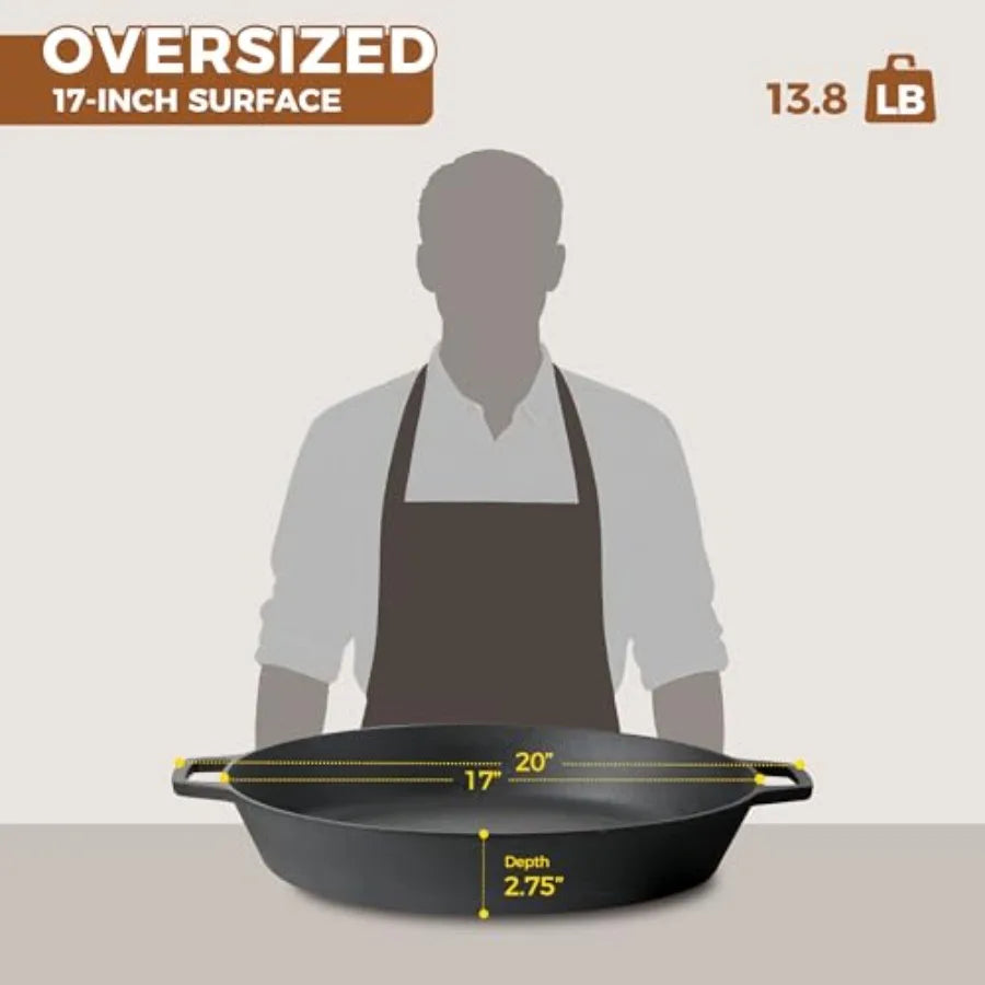 Preseasoned Cast Iron Skillet With Dual Handles For Outdoor Cooking