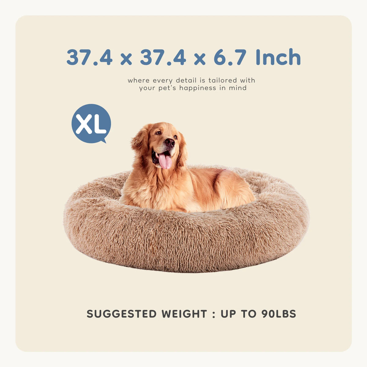 MCQ Premium Round Faux Fur Dog Bed With Cozy Interior
