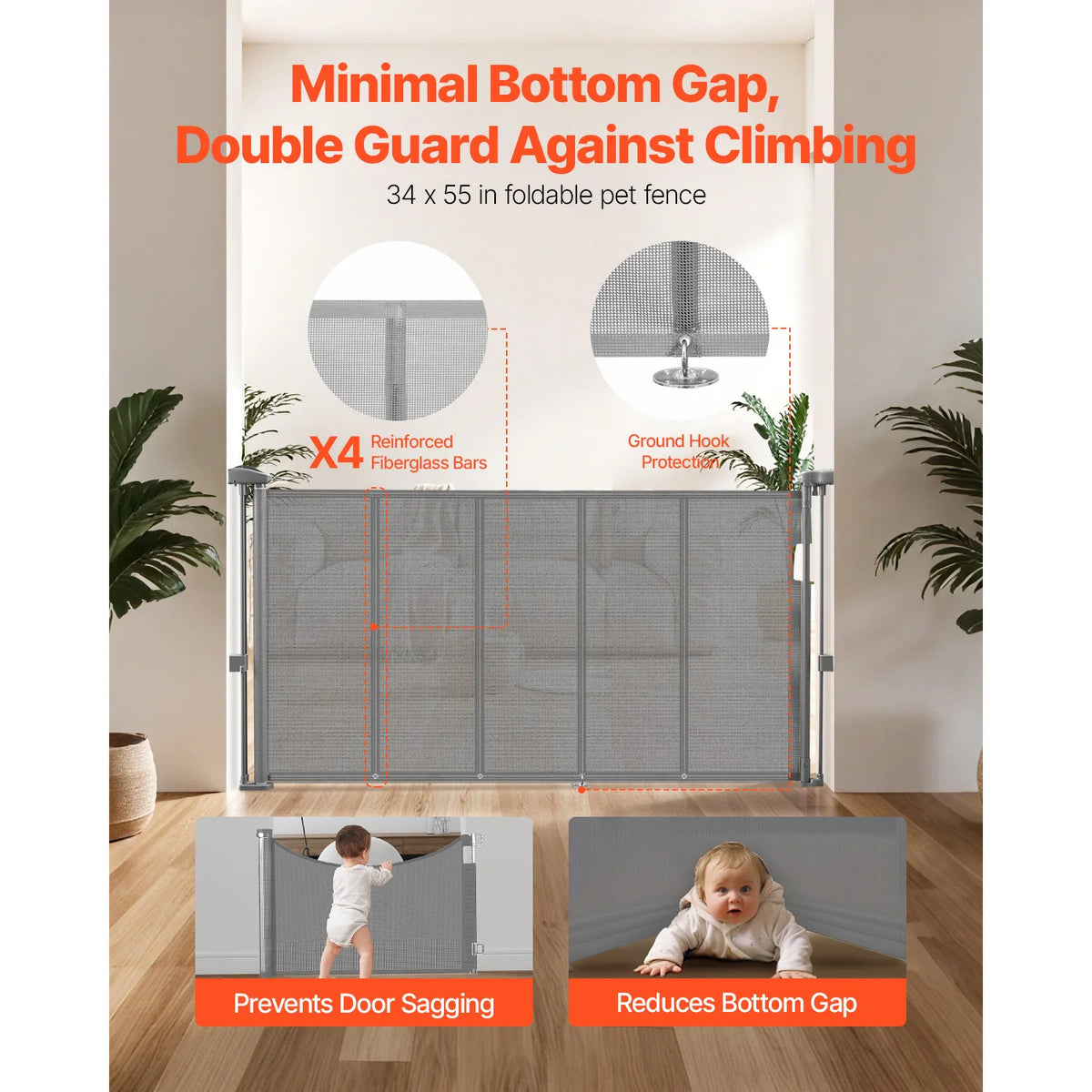 SucceBuy Retractable Baby Gate With Safe Locking Design