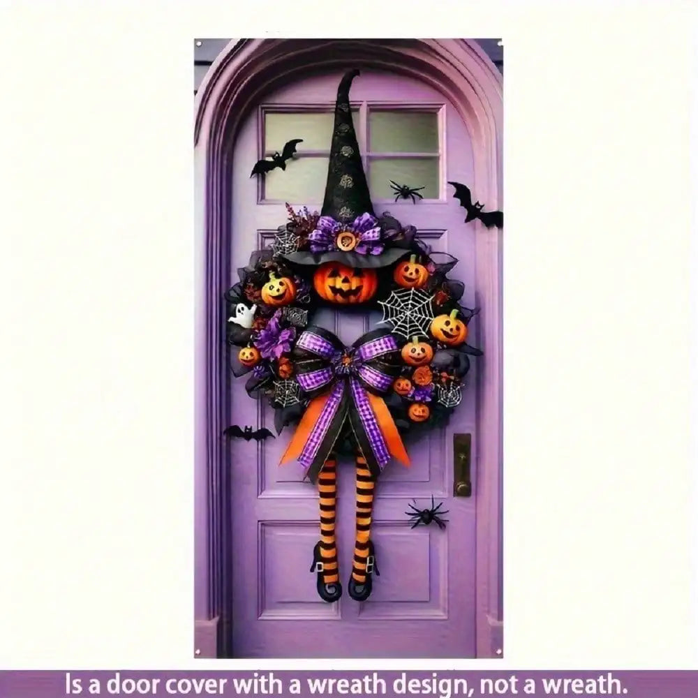 Gothic Halloween Witch Fabric Front Porch Hanging Wreath