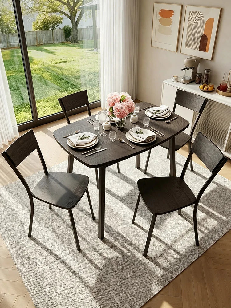 HiMISS 5 Piece Dining Table Set With Wooden Storage Shelf