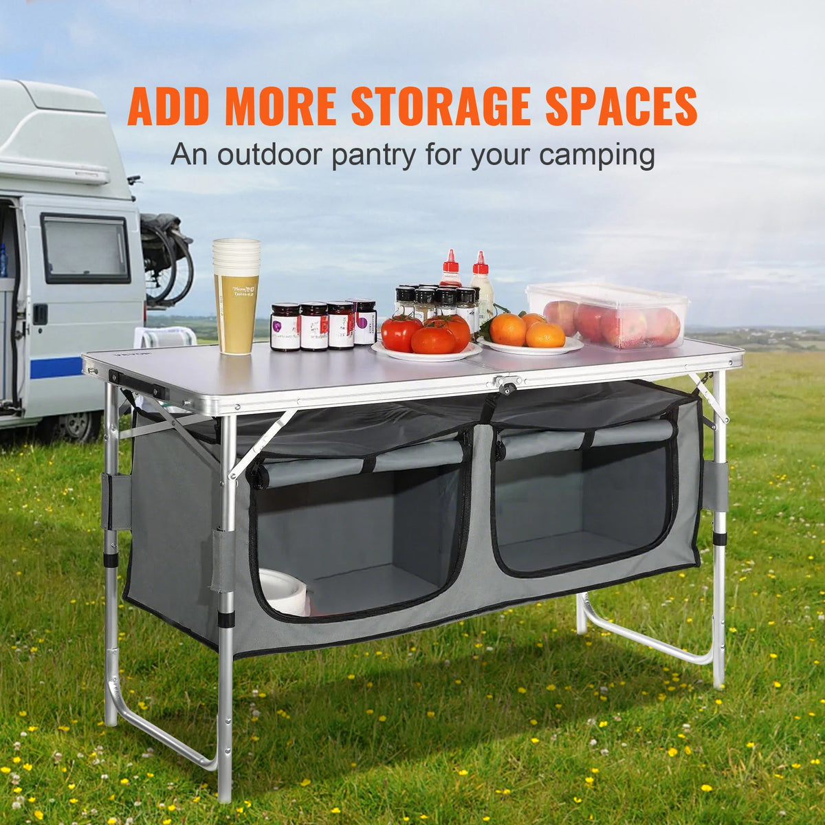 SucceBuy Quick Setup Folding Camping Kitchen Table Outdoor