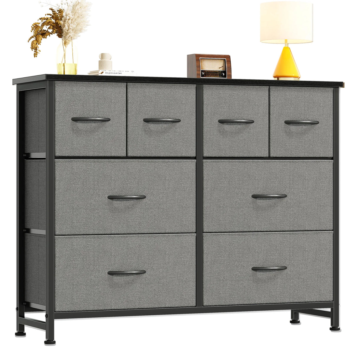 JHK Modern Fabric Drawers Dresser With Metal Frame Storage Tower